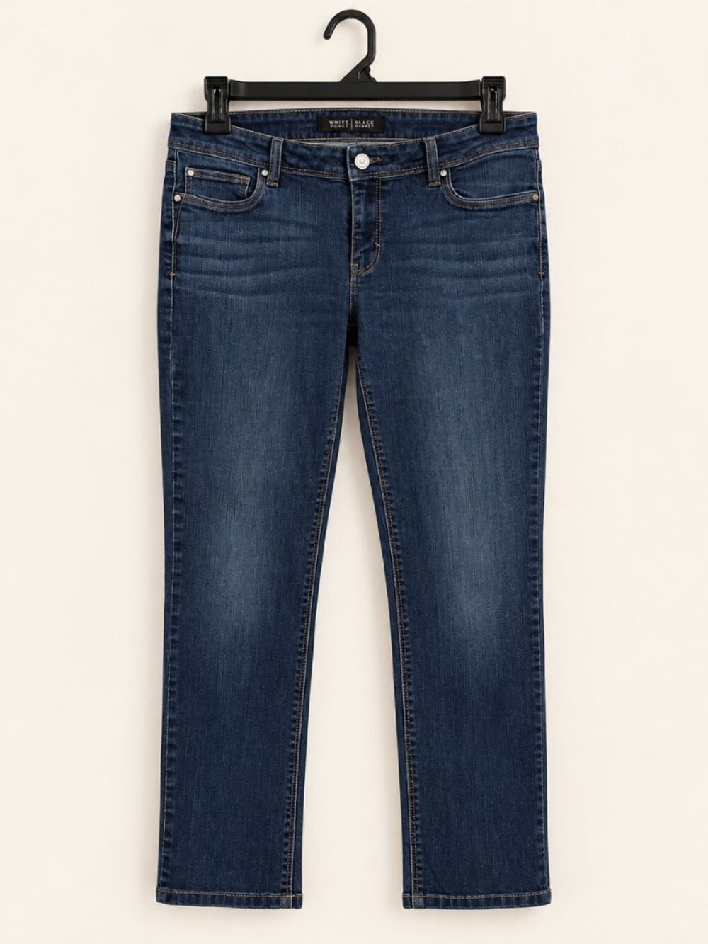 White House Black Market Dark Wash Slim Leg Jeans Embroidered Size 6 Regular